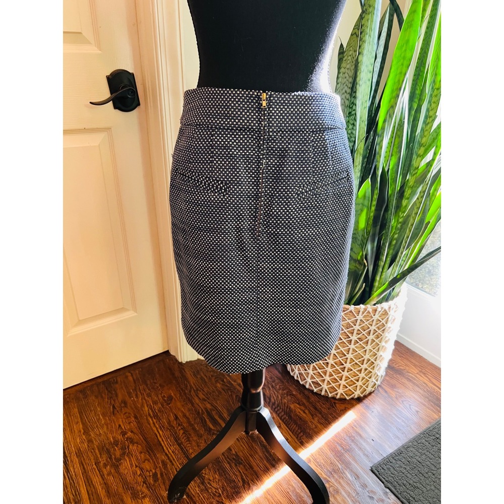 Anthropologie Leifsdottir Blue Tweed Skirt Button Front Bow Detail Lined - Picture 2 of 6